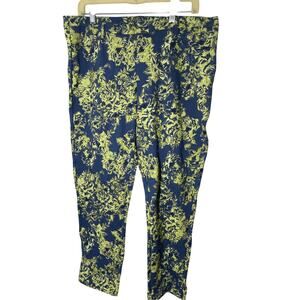 Soft Surroundings Women's Elisabetta Ankle Pants Blue Green Floral Size Large